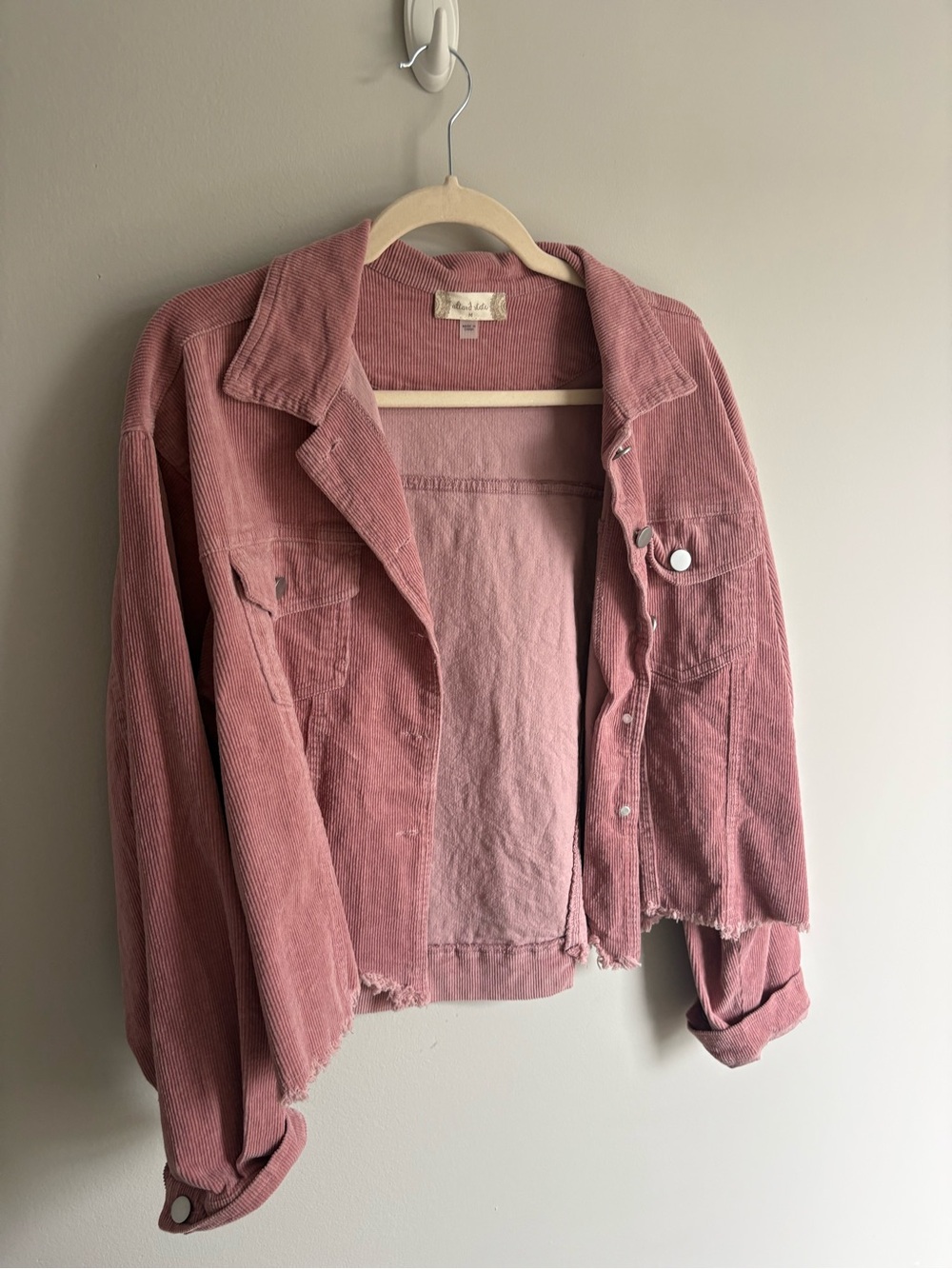 Altar'd State Dusty Rose Corduroy Cropped Jacket